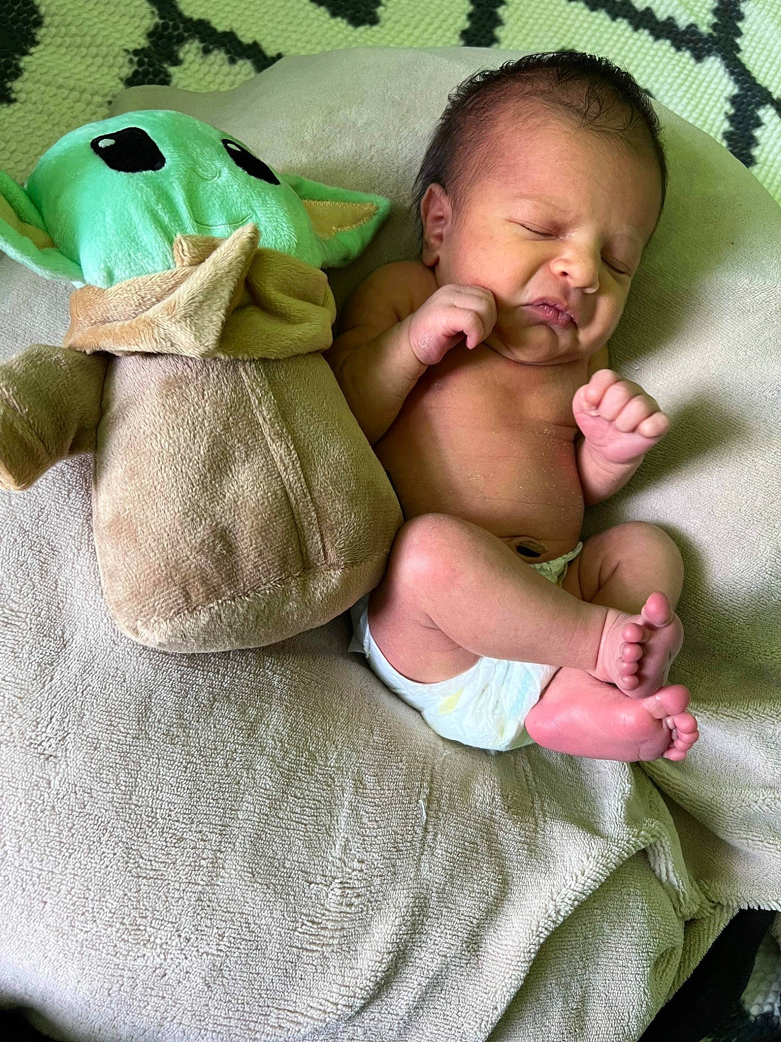 Wynston joined the competition — help win amazing prizes! abdomen, baby, baby_products, baby_sleeping, baby_toddler_clothing, barefoot, chest, comfort, eye, face, foot, green, hand, head, linens, person, product, skin, stomach, toddler