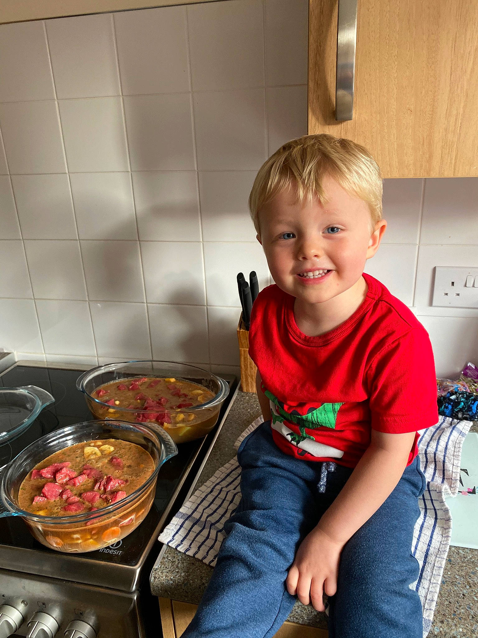 Archie is registered to the contest to win money with this photo: child, cooking, cookware_and_bakeware, cuisine, dish, food, joy, meal, person, recipe, side_dish, toddler