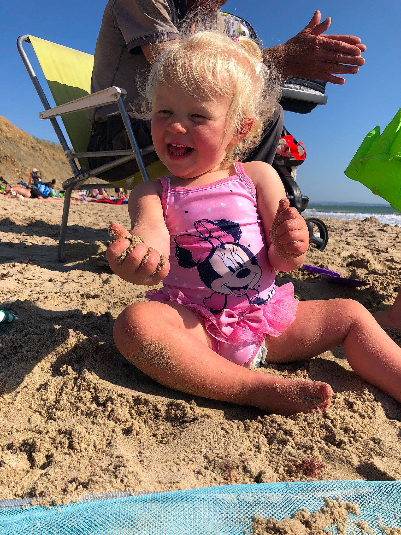 Ayva joined the competition — help win amazing prizes! beach, child, fawn, fun, outdoor_play_equipment, person, play, sand, smile, soil, summer, sun_tanning, toddler, vacation