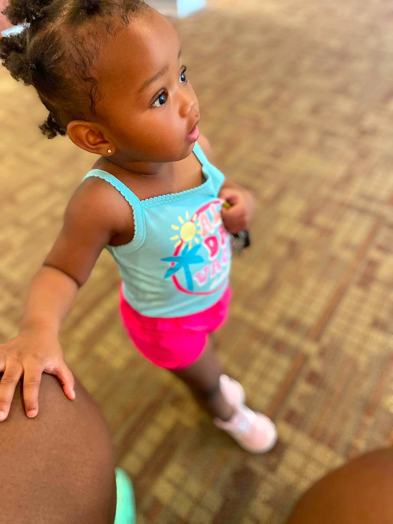 Kinslee joined the competition — help win amazing prizes! arm, baby, baby_toddler_clothing, beauty, cheek, child, eye, facial_expression, finger, fun, hairstyle, happy, head, leisure, people_in_nature, person, pink, shorts, skin, t_shirt