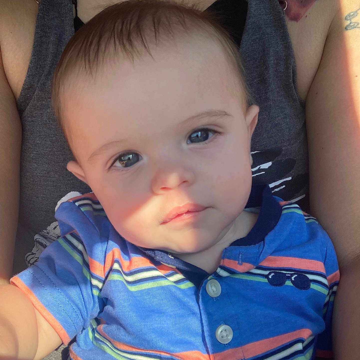 Jonah joined the competition — help win amazing prizes! accessories, baby, bag, clothing, face, handbag, happy, head, jewelry, necklace, pants, person, photography, portrait, selfie, shirt, skin, smile, t_shirt, tattoo