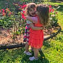Lina Luna participe au concours pour gagner de l'argent avec cette photo : child, children, cute, dress, flower_bed, friendship, girl, grass, greenery, happy, hug, kiss, nature, outdoor, park, play, shoes, smile, summer, sunlight