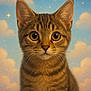 adorable, animal, background, cat, closeup, clouds, cute, dreamy, ears, eyes, feline, fur, kitten, pet, portrait, sky, stars, tabby, whiskers, young