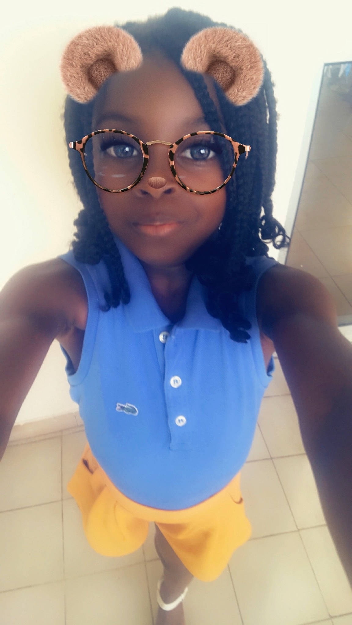 Shayanna participe au concours pour gagner de l'argent avec cette photo : black_hair, blue, cool, ear, eyewear, face, forehead, glasses, hair, joy, lip, long_hair, neck, person, photography, pigtail, selfie, skin, smile, sunglasses
