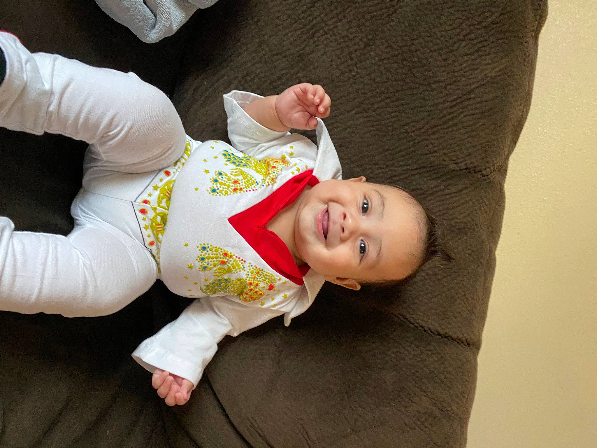 Dominic joined the competition — help win amazing prizes! baby, baby_laughing, baby_toddler_clothing, cheek, child, comfort, flash_photography, fun, happy, joy, person, sitting, sleeve, smile, t_shirt, toddler