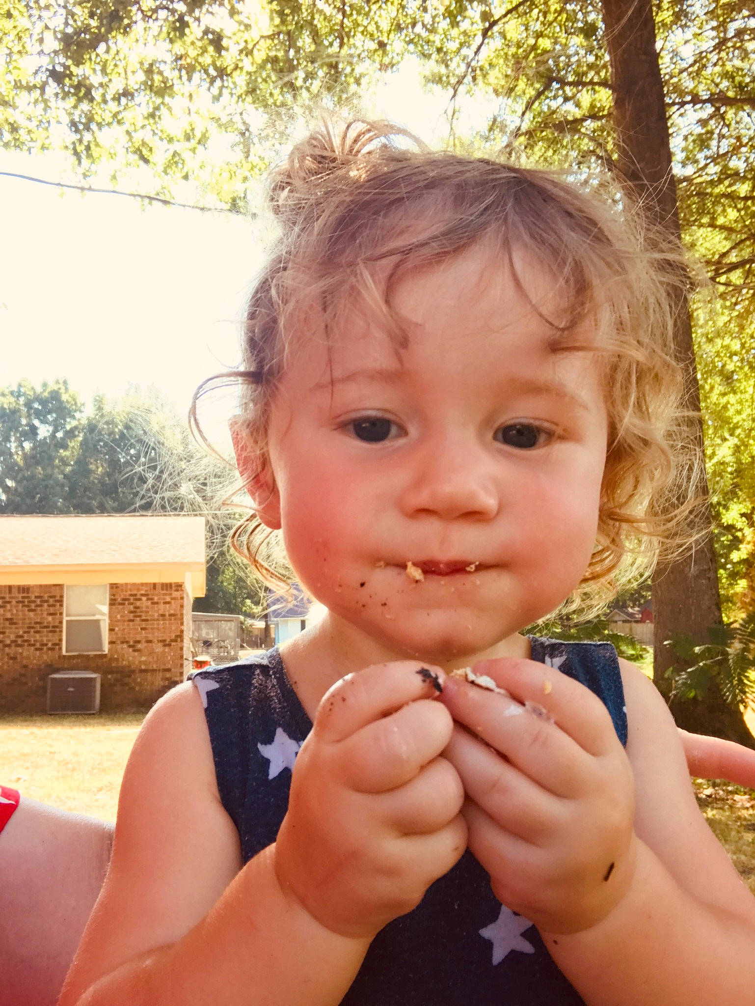 Lillie joined the competition — help win amazing prizes! arm, blond, cheek, chest, child, eyelash, finger, gesture, grass, hair, hand, happy, leisure, lip, people_in_nature, person, skin, smile, thumb, toddler