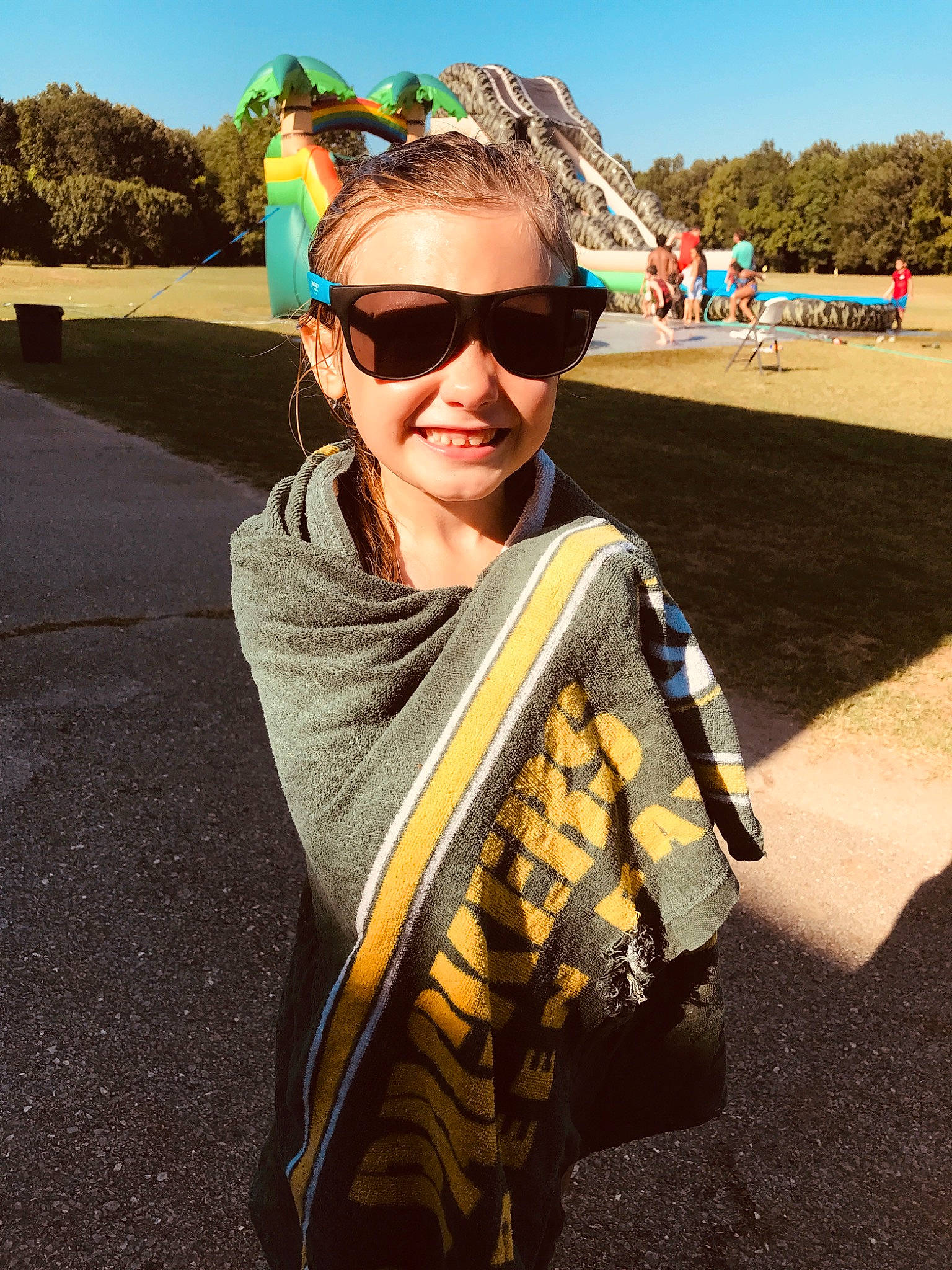 Callie joined the competition — help win amazing prizes! asphalt, cool, electric_blue, eyewear, fashion_accessory, fun, glasses, goggles, grass, happy, joy, landscape, leisure, person, personal_protective_equipment, recreation, sky, smile, sunglasses, travel