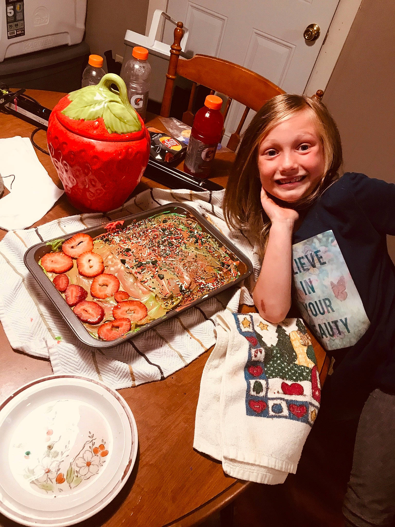 Callie joined the competition — help win amazing prizes! baking, bowl, comfort_food, cooking, cuisine, culinary_art, dish, event, finger_food, food, ingredient, joy, junk_food, kitchen, person, plate, recipe, room, smile, sweetness