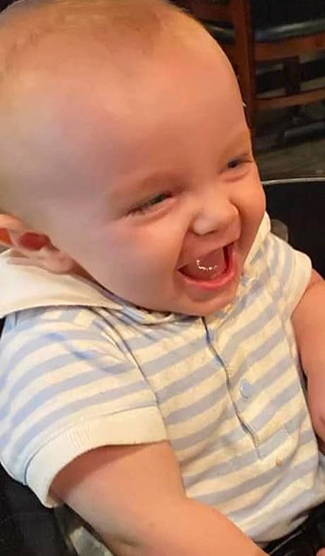 Gage is registered to the contest to win money with this photo: baby, baby_toddler_clothing, cheek, child, chin, ear, eye, eyebrow, eyelash, fun, happy, iris, joy, lip, mouth, nose, person, skin, sleeve, smile