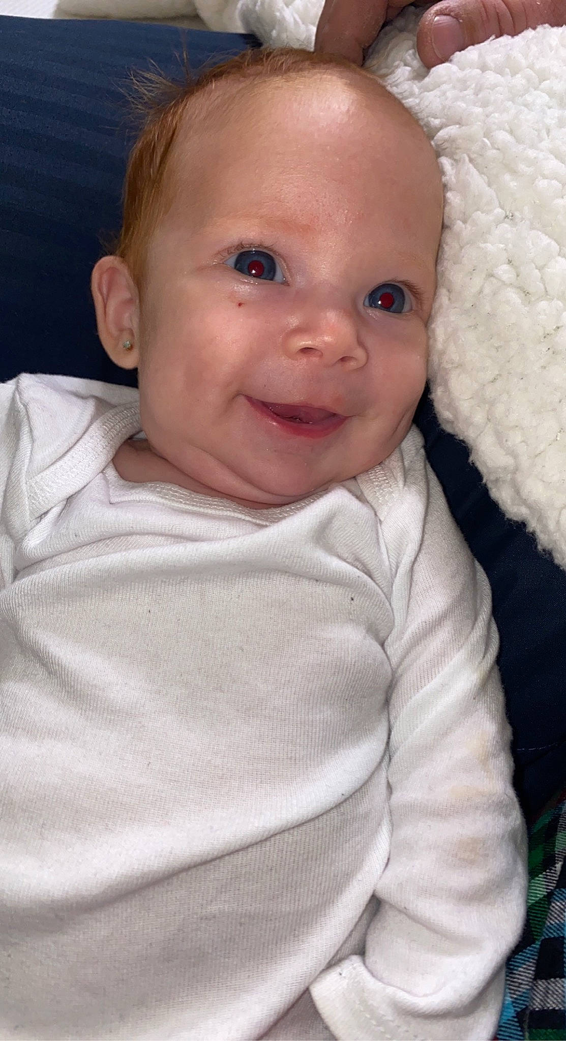 Emree is registered to the contest to win money with this photo: baby, baby_toddler_clothing, cheek, chin, clothing, collar, comfort, eye, eyebrow, eyelash, face, iris, joy, lip, mouth, neck, nose, person, skin, sleeve