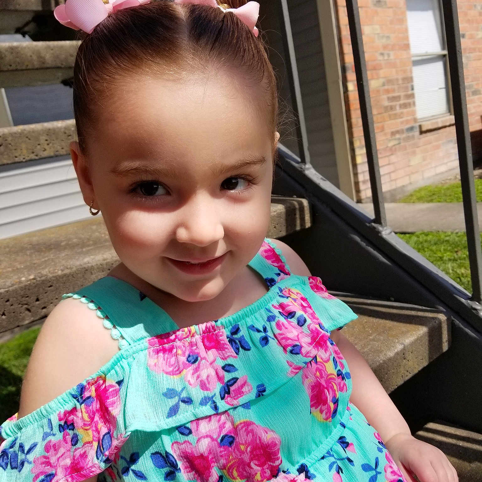 Hazelee is registered to the contest to win money with this photo: cheek, child, costume, dress, ear, face, flower, hair, hairstyle, head, person, pink, skin, smile, spring, summer, toddler, vacation