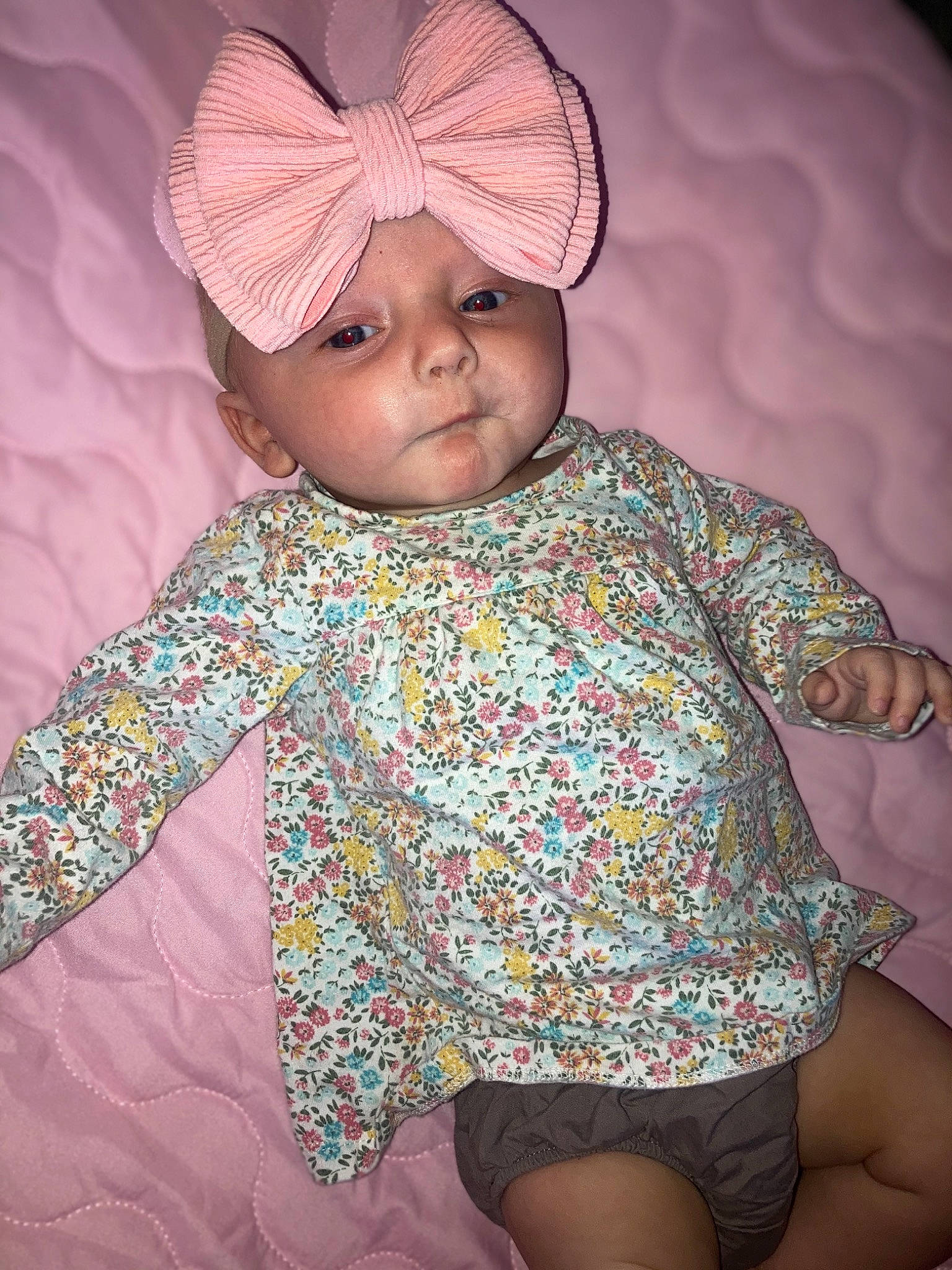 Claire joined the competition — help win amazing prizes! arm, baby, baby_toddler_clothing, cap, child, dress, face, happy, head, headgear, headwear, human_body, lip, magenta, nose, organ, person, pink, skin, sleeve