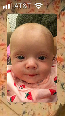 Carleigh is registered to the contest to win money with this photo: baby, cheek, child, close_up, ear, eye, eyebrow, face, facial_expression, forehead, head, lip, mouth, nose, person, skin, smile, toddler