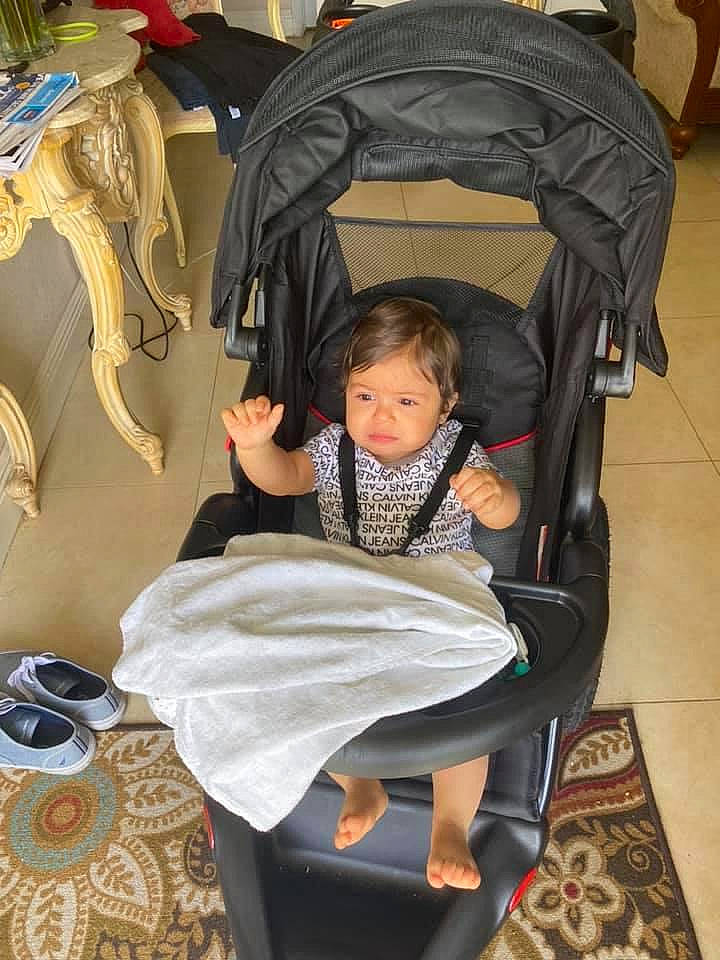 Jayden Noah is registered to the contest to win money with this photo: baby, baby_carriage, baby_products, child, person, product, sitting, toddler