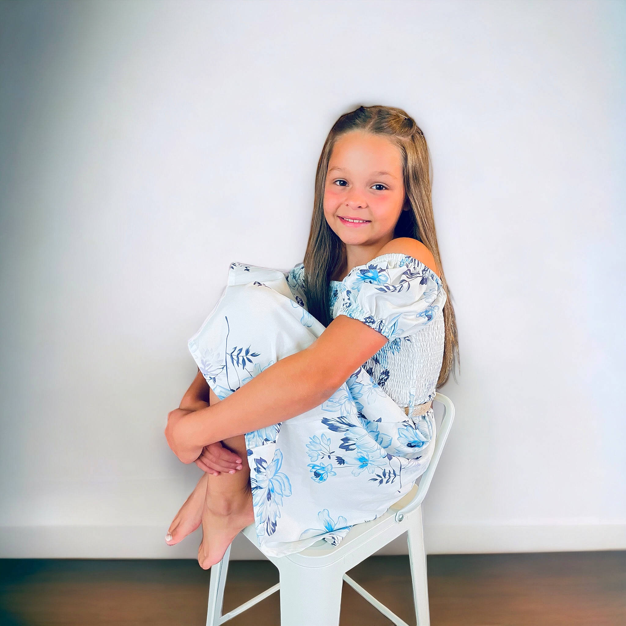 Daphne joined the competition — help win amazing prizes! baby_toddler_clothing, chair, comfort, denim, elbow, electric_blue, fashion_design, flash_photography, hair, happy, human_leg, joy, knee, leisure, person, sleeve, smile, t_shirt, thigh, toddler