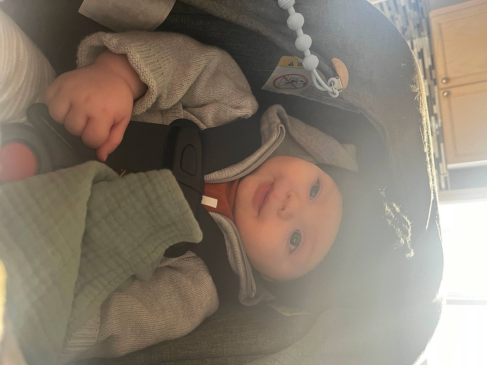 Maxwell joined the competition — help win amazing prizes! baby, baby_products, baby_toddler_clothing, bedtime, cheek, child, comfort, finger, headwear, nap, person, room, sitting, sleep, sleeve, thumb, toddler, tree, wood