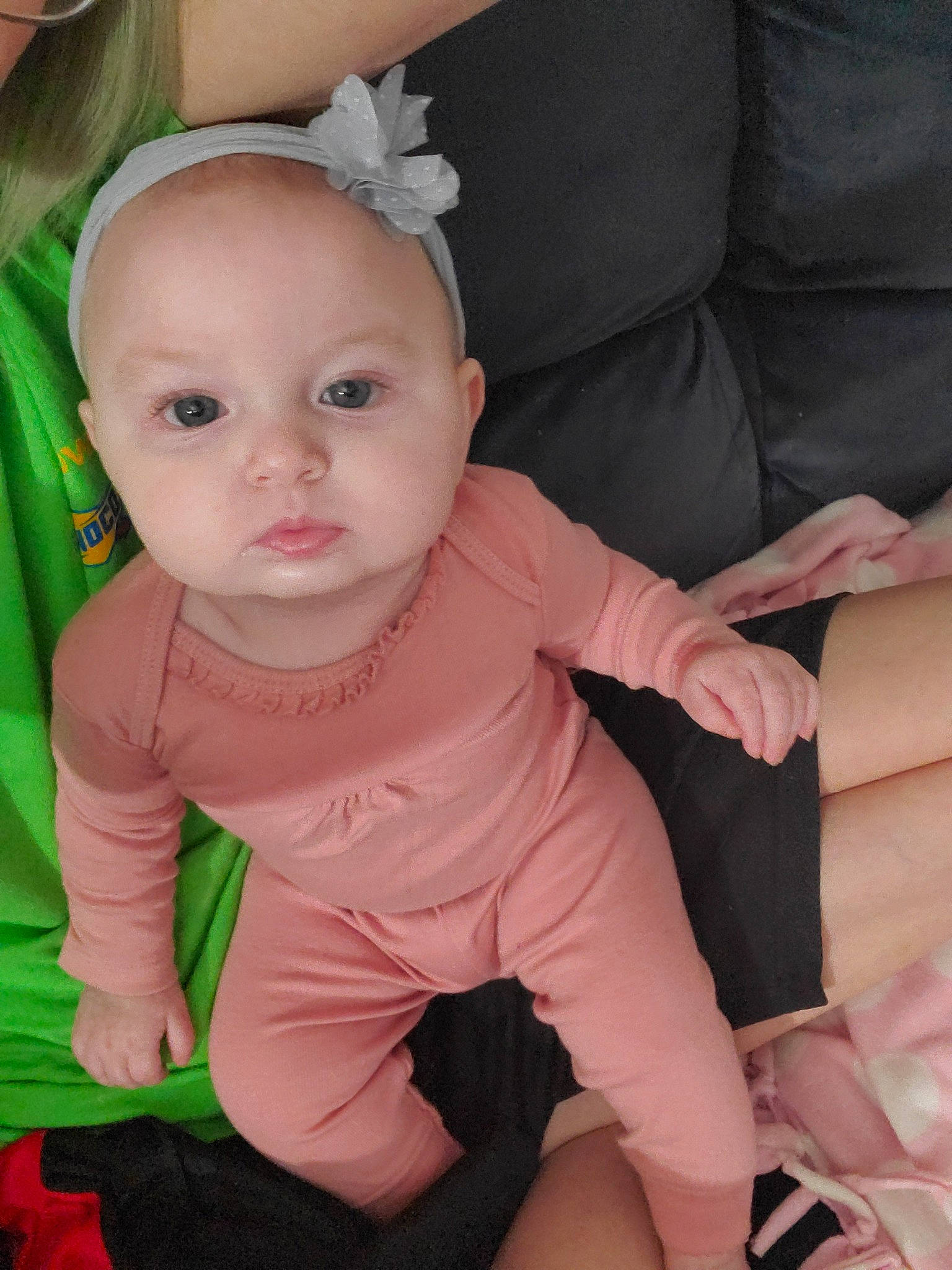 Aspen joined the competition — help win amazing prizes! arm, baby, baby_products, baby_toddler_clothing, cheek, child, eye, face, finger, head, iris, leg, lip, person, pink, sitting, skin, smile, toddler