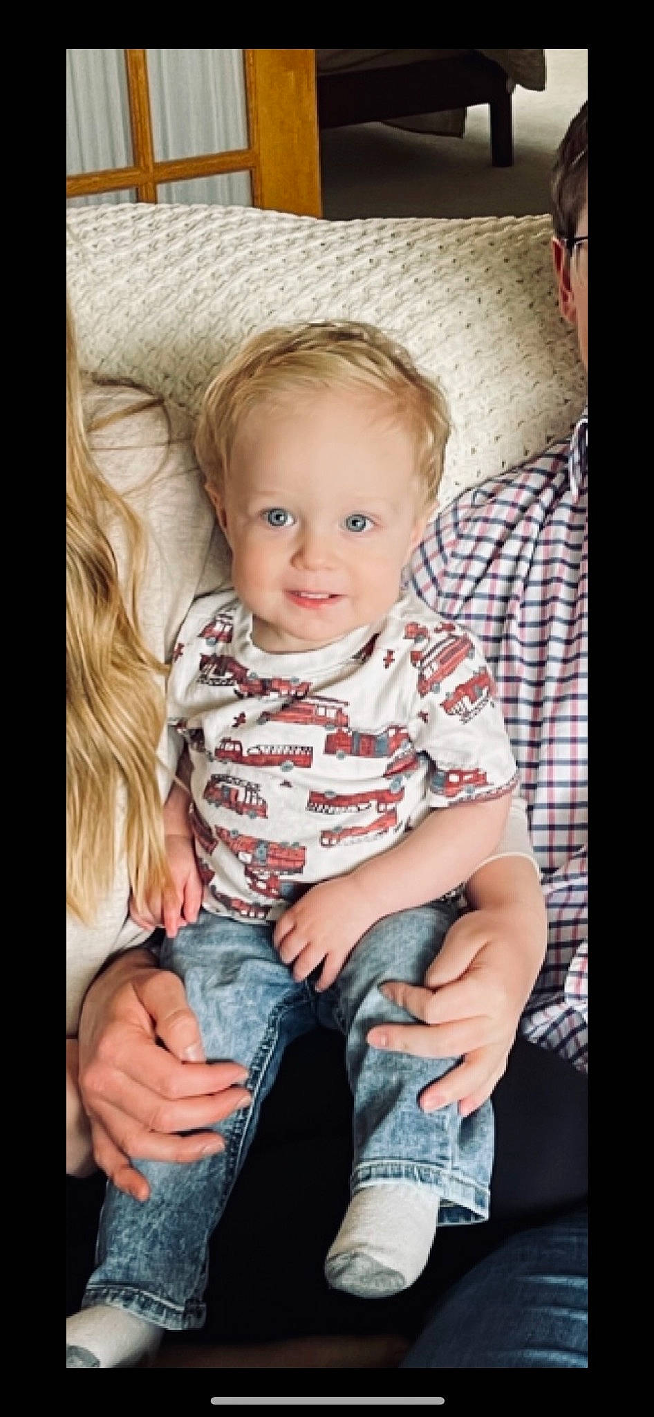 Colter is registered to the contest to win money with this photo: arm, baby_toddler_clothing, cheek, chin, clothing, comfort, cool, face, flash_photography, gesture, hair, happy, head, iris, jeans, person, skin, sleeve, smile, standing