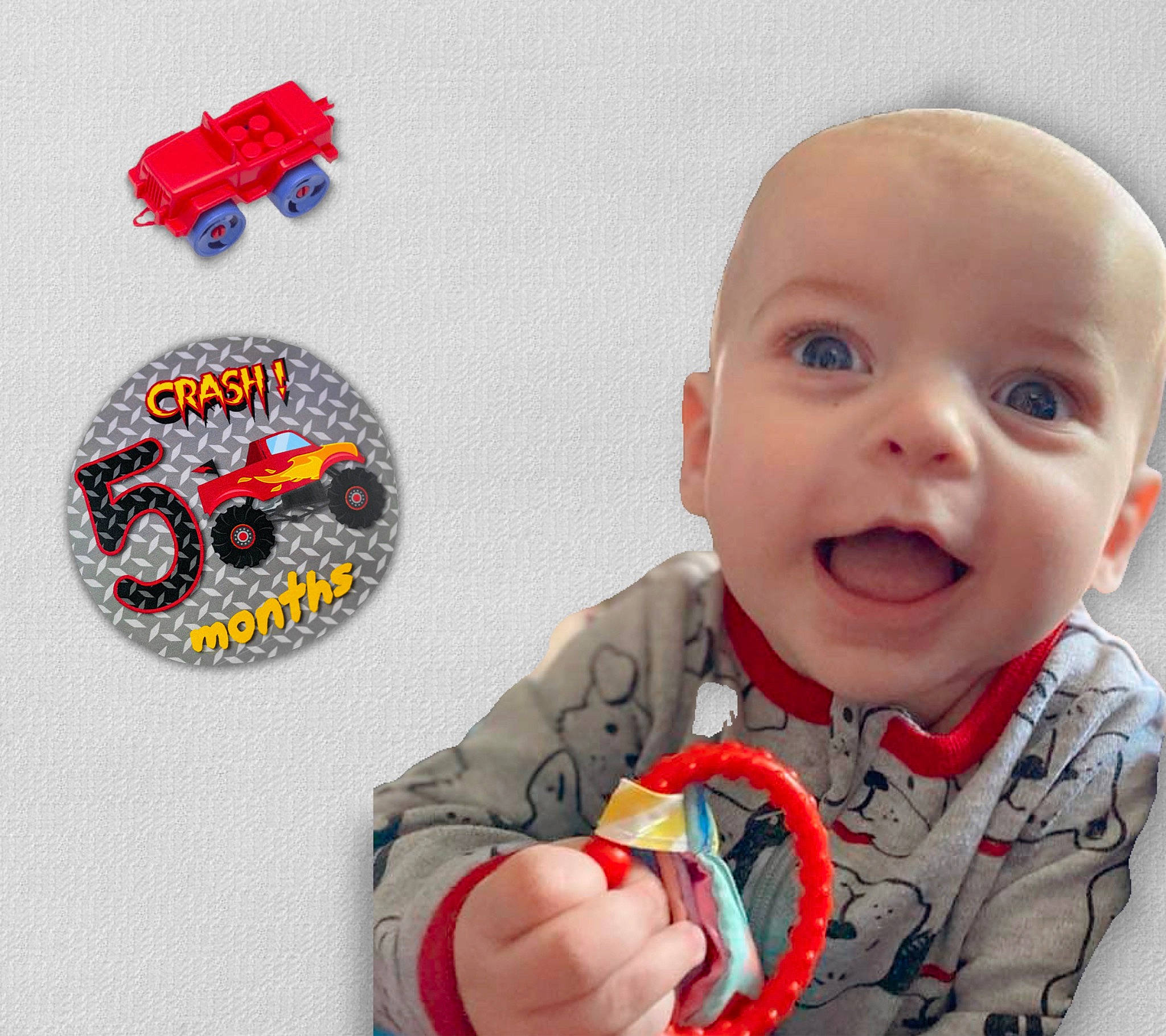 Colton joined the competition — help win amazing prizes! baby, baby_laughing, baby_playing_with_toys, baby_products, baby_toddler_clothing, baby_toys, cheek, child, finger, gesture, happy, mouth, nose, person, product, sleeve, smile, t_shirt, thumb, toddler