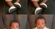 Jasai joined the competition — help win amazing prizes! baby, boy, casual_clothing, child, collage, couch, curly_hair, cute, expression, furniture, indoor, person, playful, portrait, shorts, sitting, smiling, striped_shirt, white_shoes, young_child