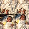 Jasai joined the competition — help win amazing prizes! baby, blanket, buttoned_overall, child, clothing, collage, cute, four_panel, happy, infant, lying_down, portrait, shadow, small_arms, small_legs, smiling, soft_texture, sunlight, winnie_the_pooh, yellow