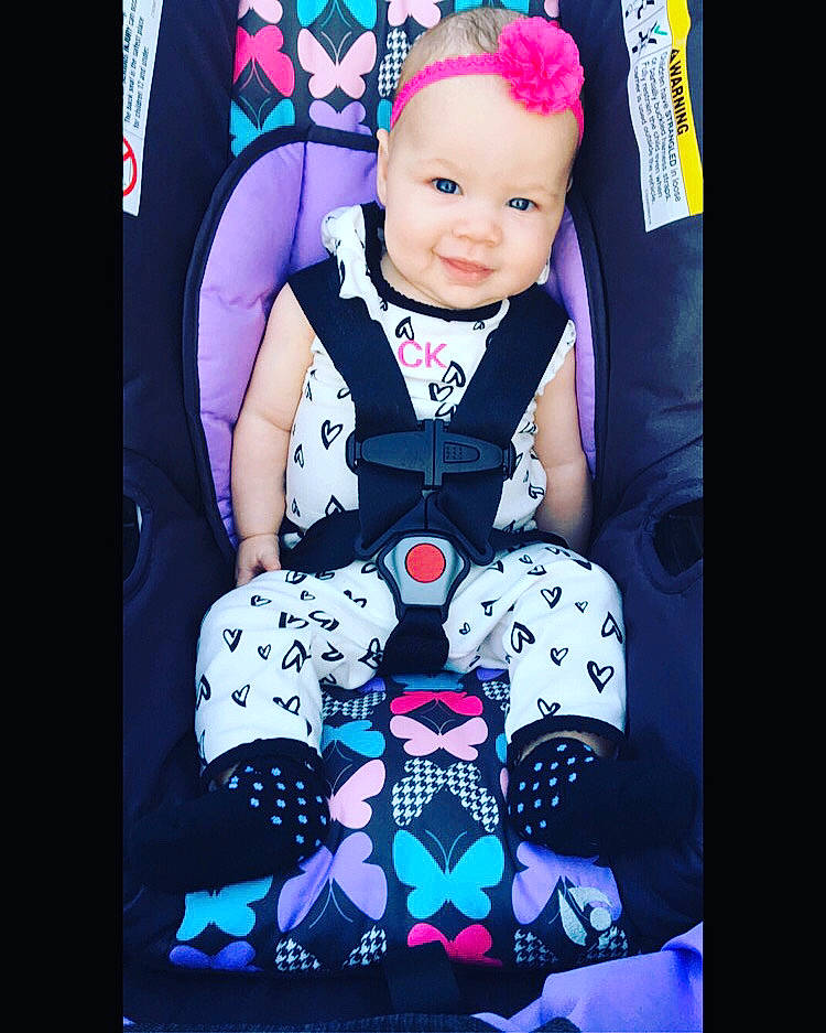 Alyla joined the competition — help win amazing prizes! auto_part, baby, car_seat, child, design, hair_accessory, head, person, pink, product, t_shirt, toddler
