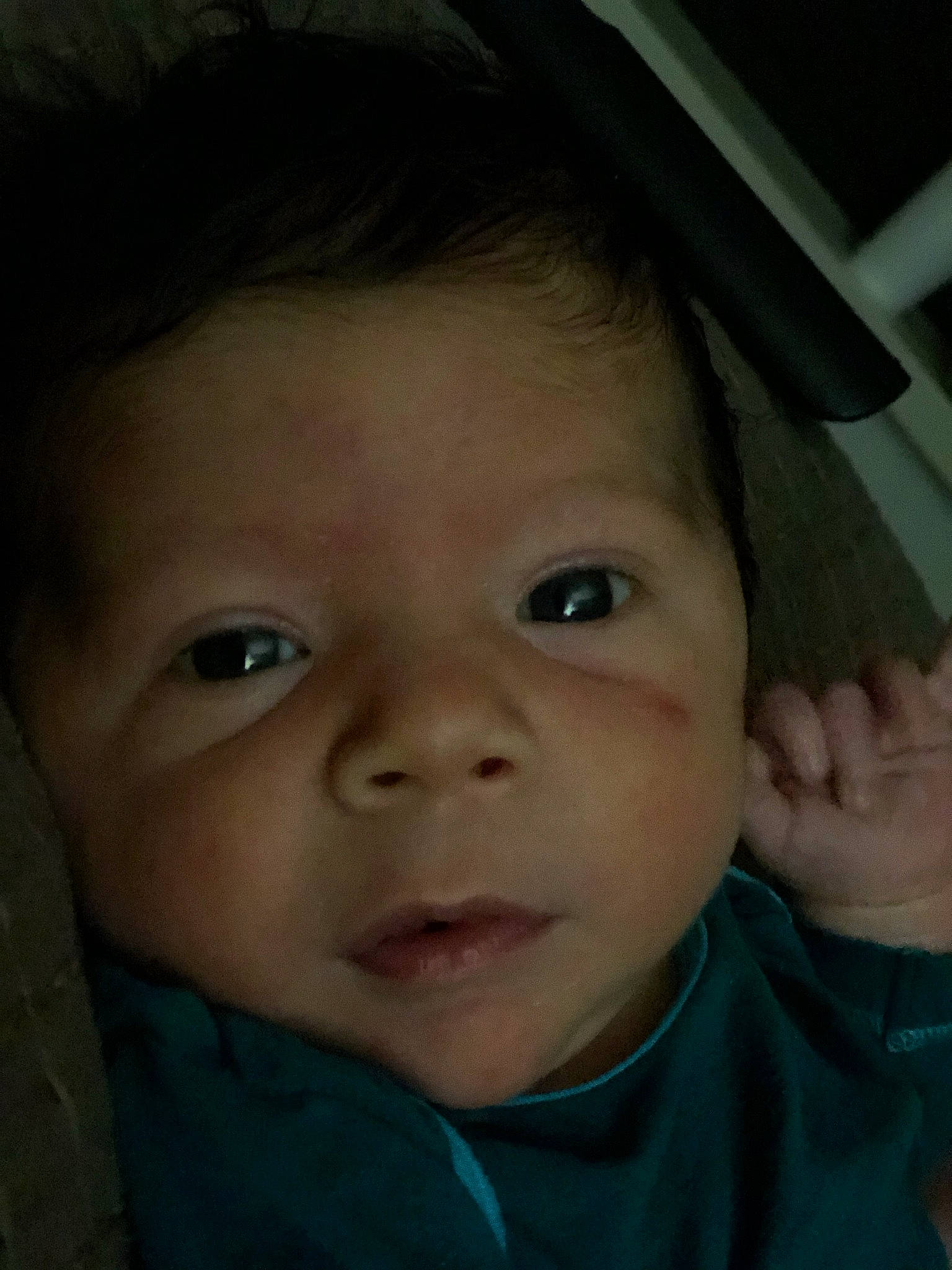 Connor is registered to the contest to win money with this photo: baby, cheek, chin, cool, ear, eye, eyebrow, eyelash, flash_photography, forehead, gesture, hair, hairstyle, iris, lip, mouth, nose, person, skin, toddler