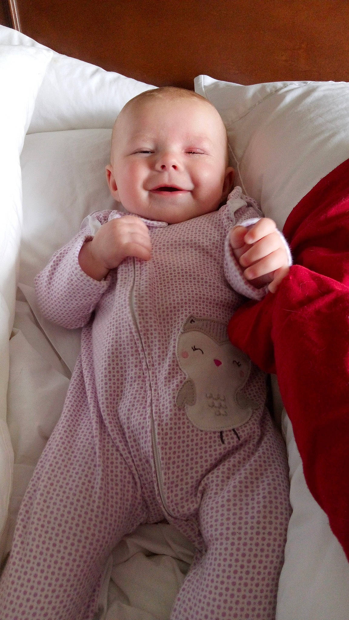 Izabella joined the competition — help win amazing prizes! arm, baby, baby_toddler_clothing, cheek, child, collar, comfort, face, finger, hand, head, linens, lip, nail, person, pink, skin, sleeve, smile, thumb