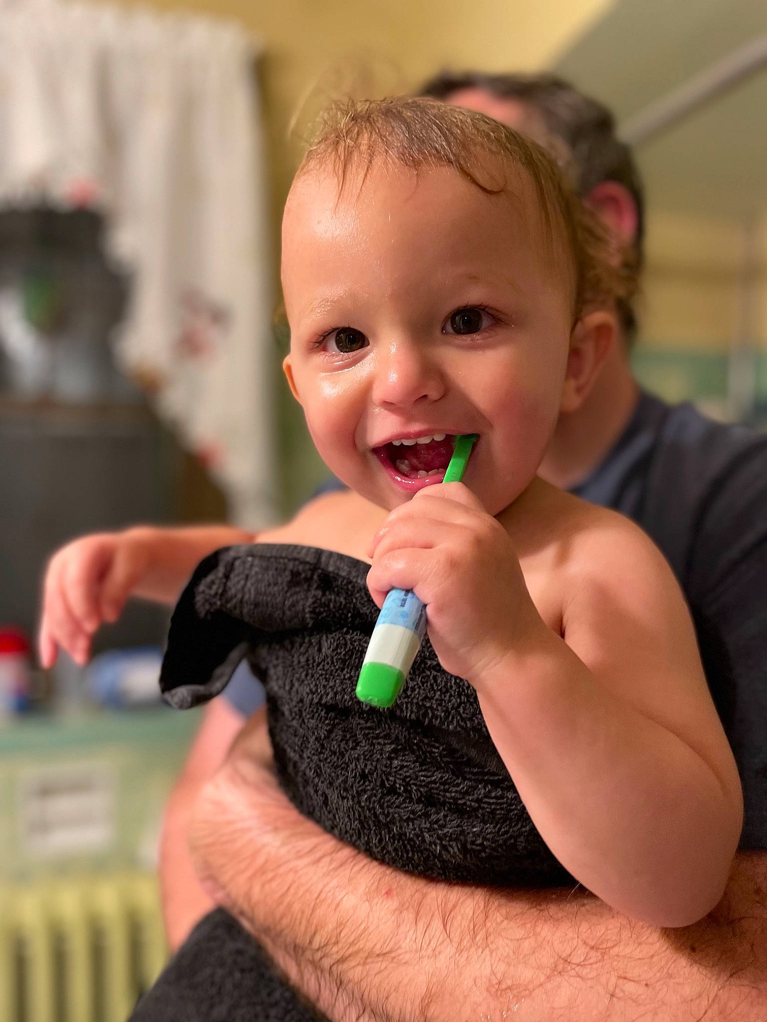 Carter joined the competition — help win amazing prizes! baby, cheek, chest, child, event, eye, face, finger, fun, gesture, hand, happy, joy, microphone, nail, nose, performing_arts, person, skin, smile