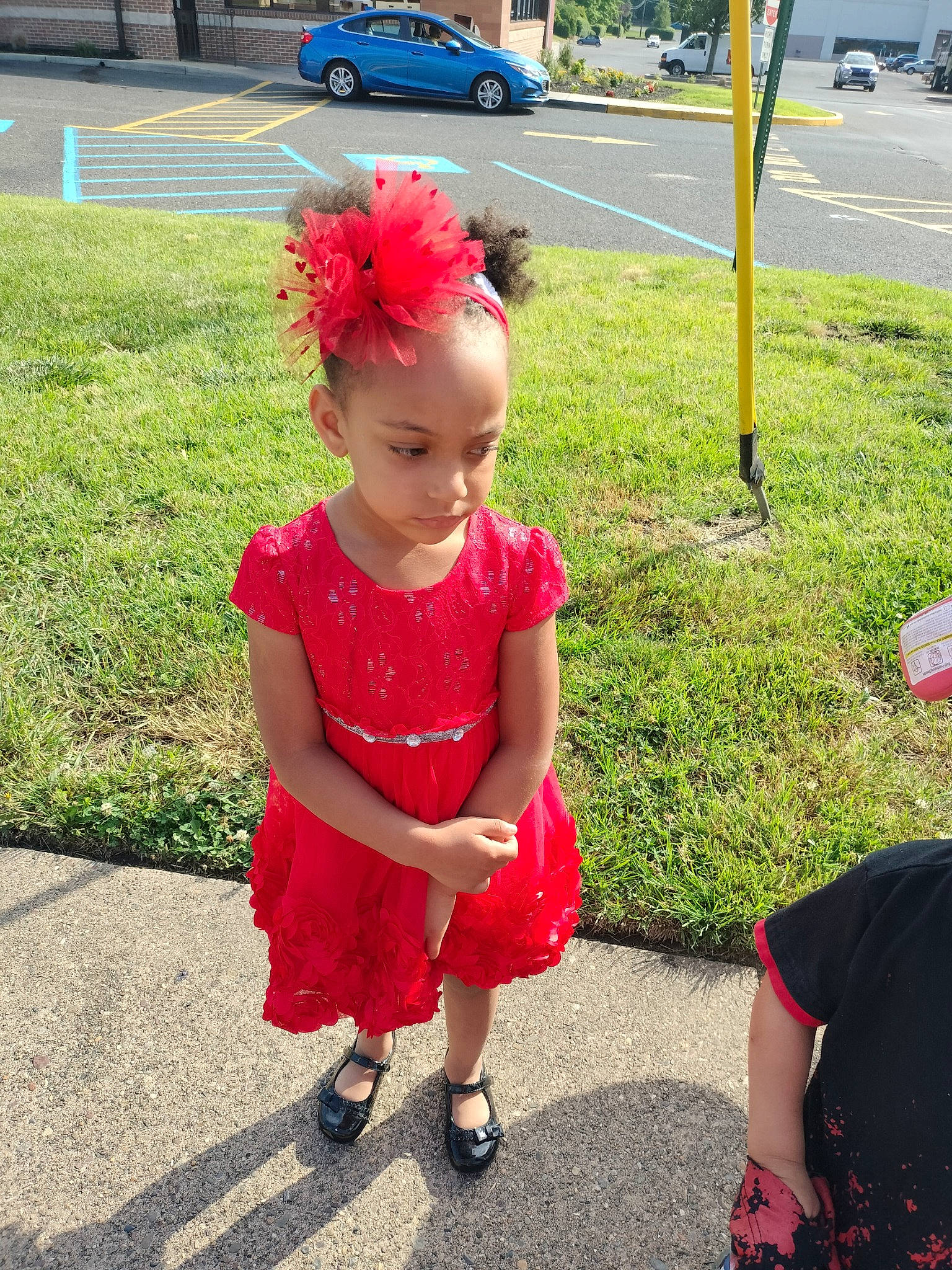 Aubrey joined the competition — help win amazing prizes! asphalt, baby_toddler_clothing, car, child, event, fun, grass, happy, magenta, pattern, person, pink, plant, recreation, red, sandal, sidewalk, spring, tire, toddler