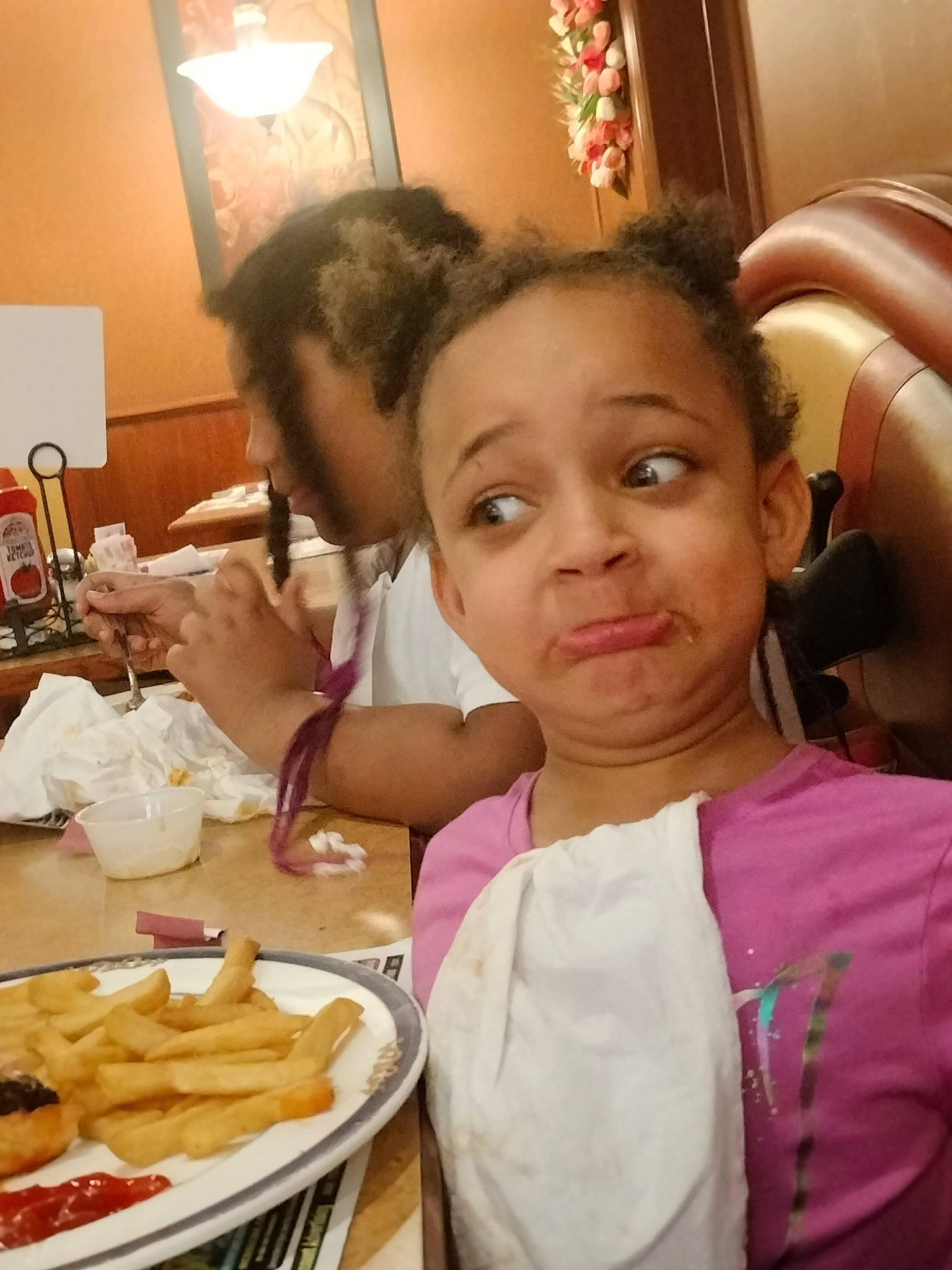 Aubrey is registered to the contest to win money with this photo: chair, child, cooking, cuisine, deep_frying, dish, event, eyelash, fast_food, finger, finger_food, food, french_fries, happy, ingredient, junk_food, person, plate, snapshot, table