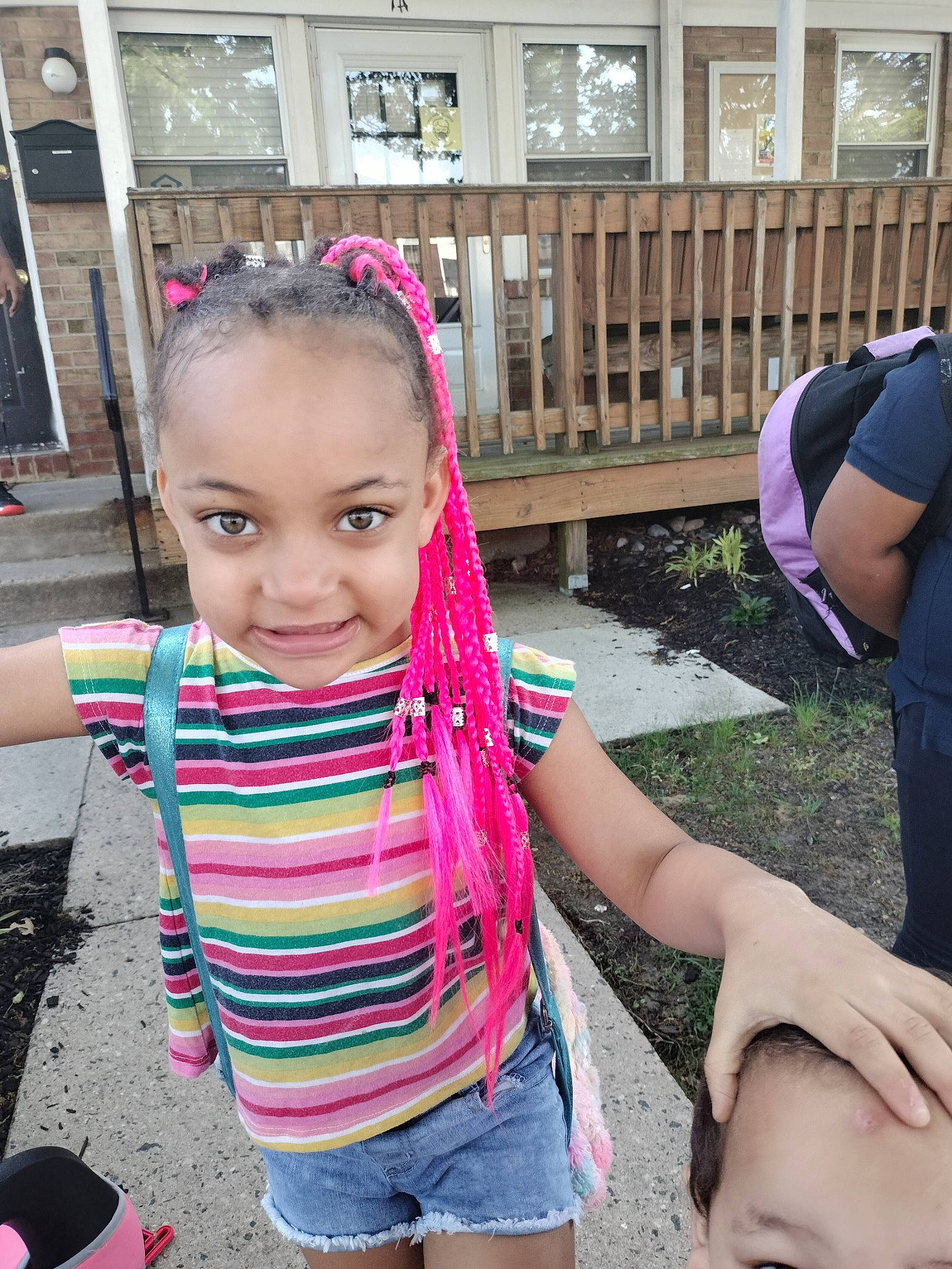 Aubrey joined the competition — help win amazing prizes! black_hair, community, event, fun, grass, happy, joy, leisure, magenta, neck, organ, person, pink, plant, recreation, shorts, snapshot, summer, t_shirt, textile