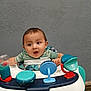 Jonah Gutierrez is registered to the contest to win money with this photo: baby, child, infant, walker, toys, face, expression, curious, indoor, seat, play, colorful, plastic, smiling, person, clothing, background, wall, floor, happy