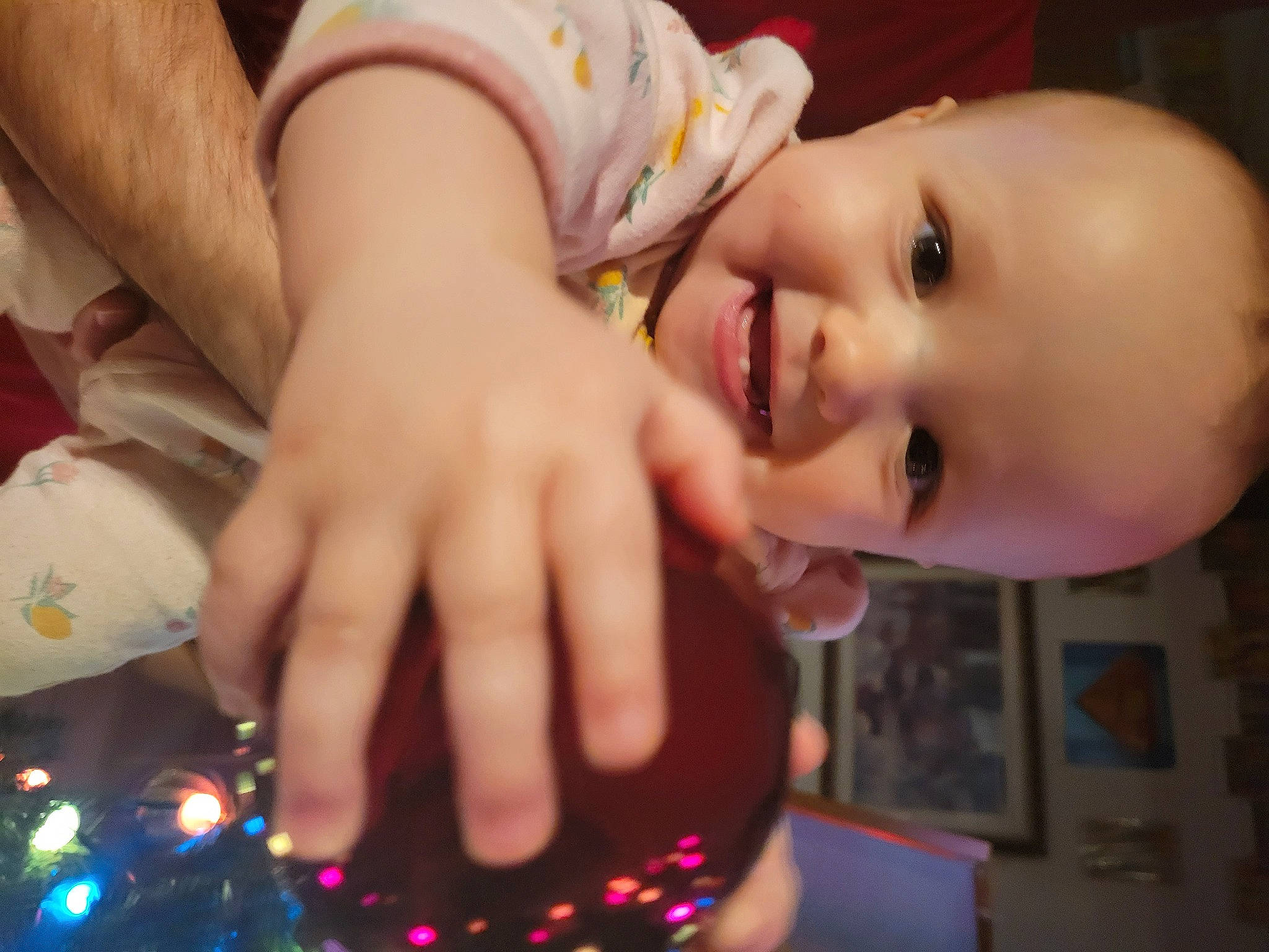 Elora is registered to the contest to win money with this photo: baby, baby_products, baby_toddler_clothing, cheek, child, event, finger, fun, happy, holiday, iris, joy, lip, nail, nose, ornament, person, skin, smile, sweetness