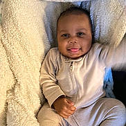 Christopher joined the competition — help win amazing prizes! baby, child, smiling, tongue_out, pajamas, blanket, soft, cozy, infant, cute, happy, person, face, skin, one_person, indoors, lying_down, clothing, comfort, warm
