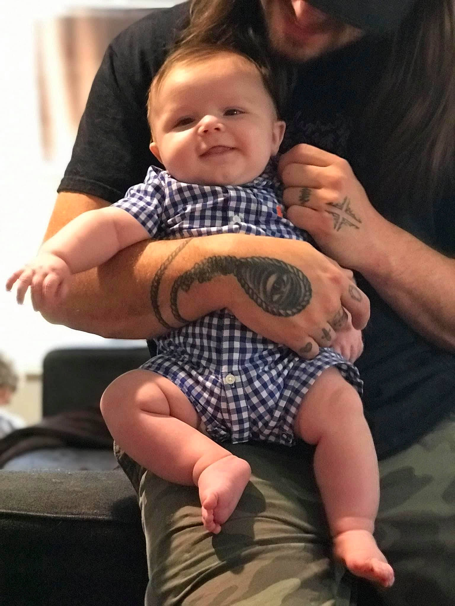 Sawyer joined the competition — help win amazing prizes! baby, baby_toddler_clothing, comfort, elbow, face, facial_expression, finger, hairstyle, hand, happy, interaction, iris, joint, lap, leg, nail, person, shoulder, skin, thigh