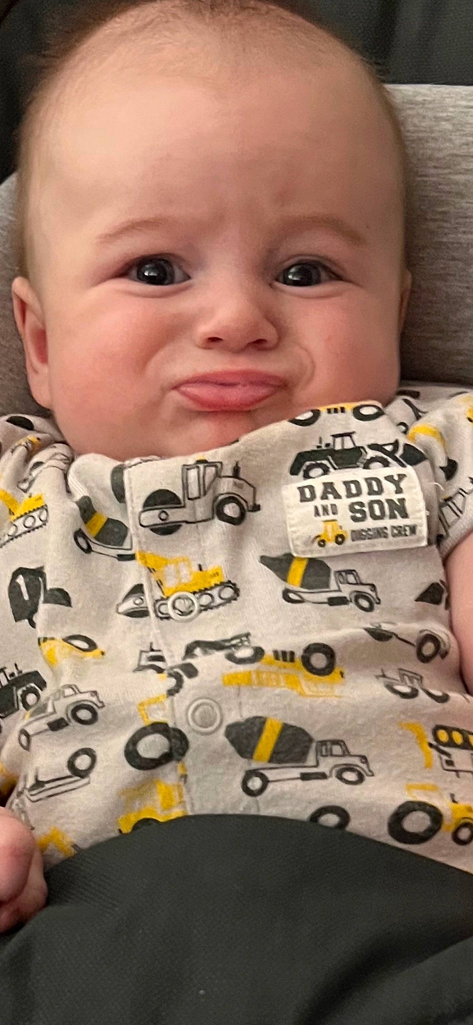 Hawkins joined the competition — help win amazing prizes! baby_toddler_clothing, cheek, chin, eyebrow, eyelash, facial_expression, forehead, green, grey, happy, iris, lip, mouth, neck, nose, person, photograph, skin, sleeve, white