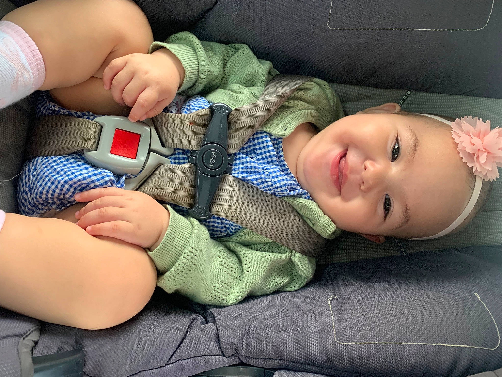 Cecilia is registered to the contest to win money with this photo: auto_part, baby, baby_sleeping, baby_toddler_clothing, child, comfort, elbow, finger, happy, human_body, human_leg, joint, joy, knee, person, skin, sleeve, smile, thigh, thumb