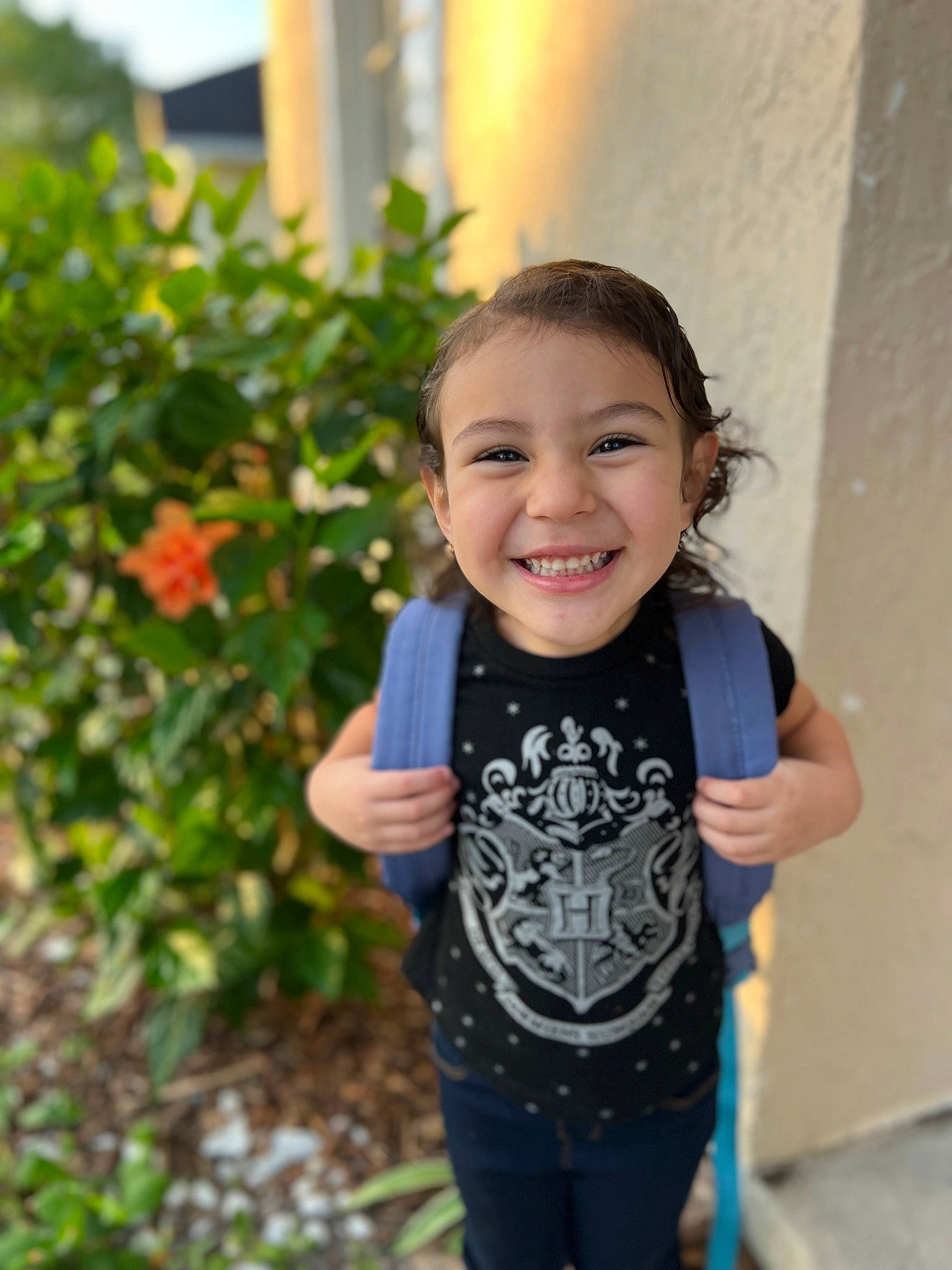 Olivia joined the competition — help win amazing prizes! annual_plant, child, denim, electric_blue, fun, gesture, grass, happy, human_body, iris, joy, leisure, people_in_nature, person, petal, plant, rose_family, sleeve, smile, t_shirt