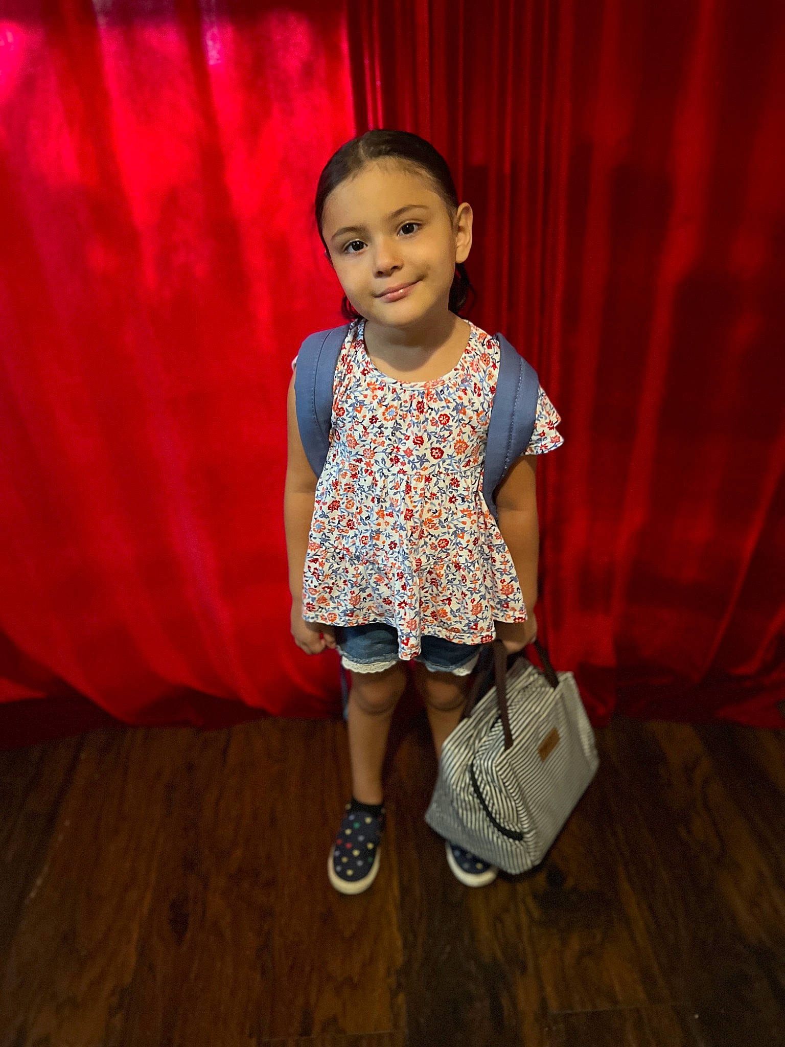 Emma joined the competition — help win amazing prizes! baby_toddler_clothing, bag, curtain, electric_blue, entertainment, event, fashion, fashion_design, flash_photography, flooring, fun, happy, human_leg, joy, luggage_and_bags, magenta, pattern, person, pink, smile