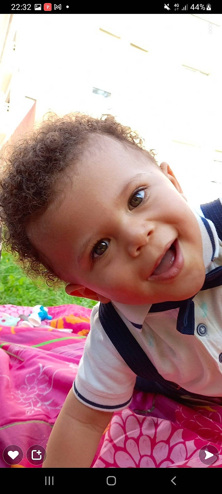 Weslay participe au concours pour gagner de l'argent avec cette photo : baby, baby_toddler_clothing, cheek, child, eyebrow, eyelash, fun, grass, happy, iris, joy, leisure, lip, magenta, nose, person, pink, recreation, skin, smile