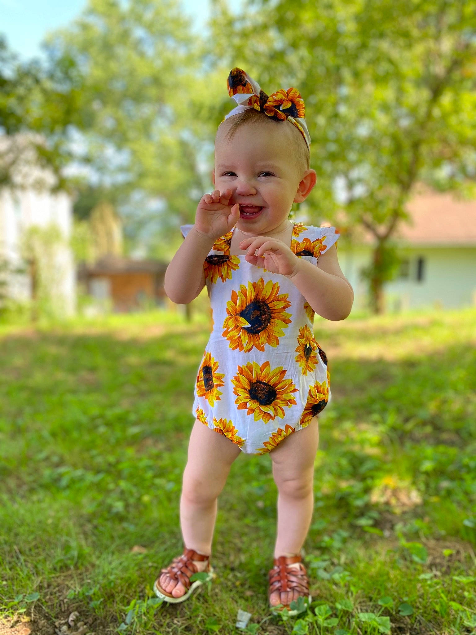 Finnlee joined the competition — help win amazing prizes! baby, baby_toddler_clothing, day_dress, dress, fun, grass, grassland, happy, hat, joy, meadow, pattern, people_in_nature, person, pink, plant, sandal, sleeve, smile, summer