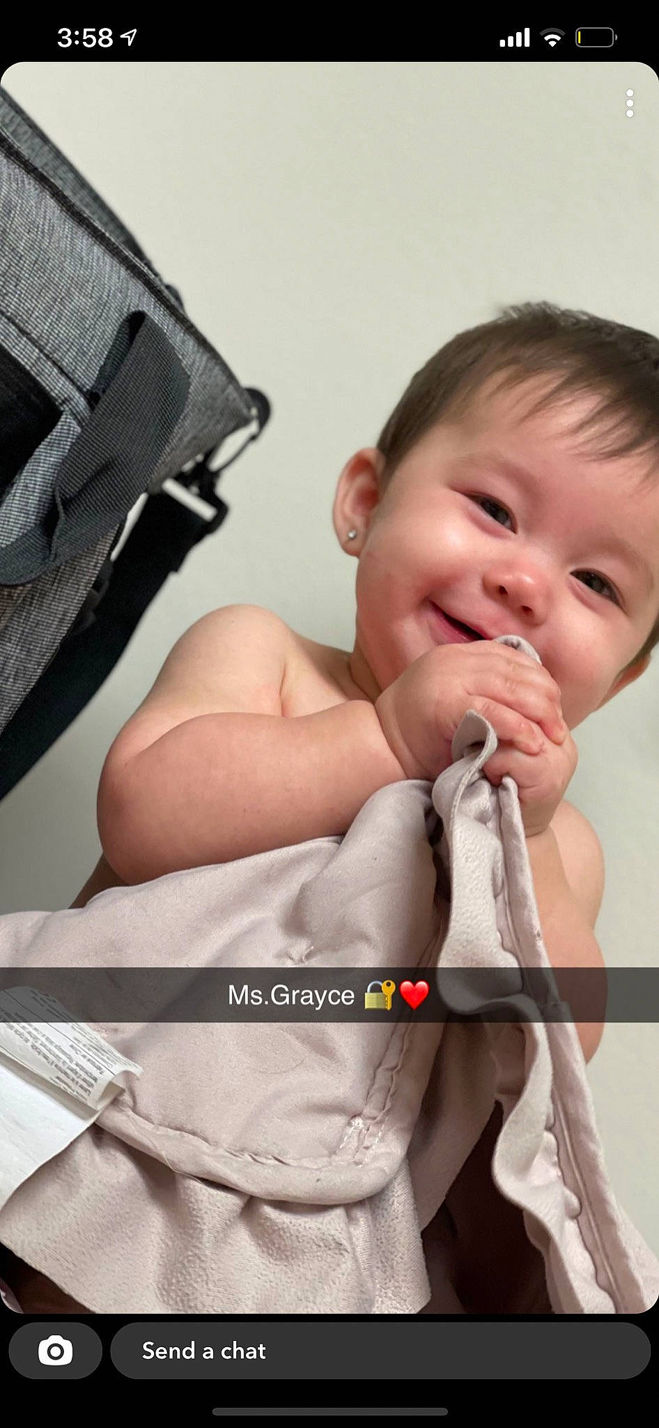 Gracye is registered to the contest to win money with this photo: arm, baby, cheek, eye, eyebrow, eyelash, finger, gesture, hand, human_body, jaw, joy, leg, lip, mouth, muscle, neck, nose, person, skin