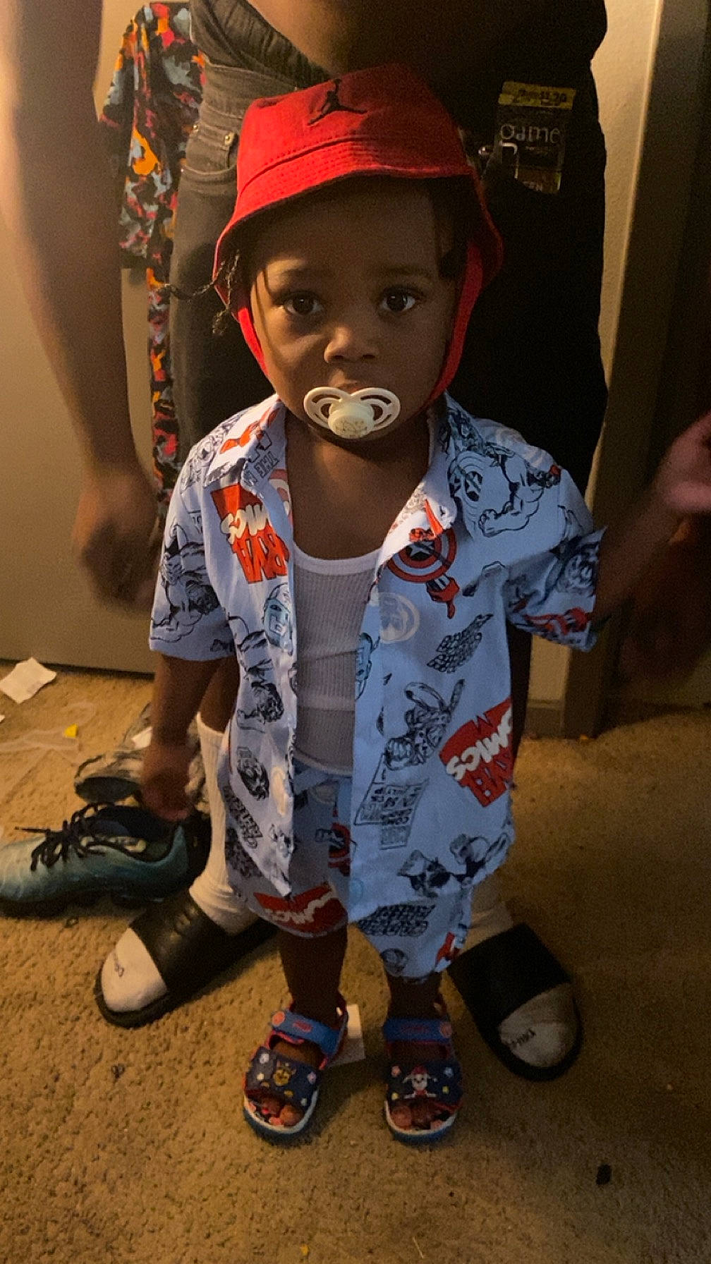 Kairo joined the competition — help win amazing prizes! baby, baby_toddler_clothing, baseball_cap, cap, child, cool, fashion_accessory, fashion_design, fun, happy, jewellery, mouth, necklace, nose, person, sandal, sitting, skin, sleeve, t_shirt