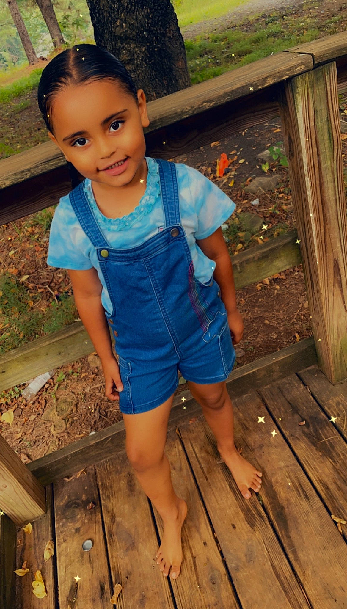 Ryliegh joined the competition — help win amazing prizes! baby_toddler_clothing, barefoot, denim, electric_blue, face, happy, joy, leg, leisure, people_in_nature, person, plant, shorts, shoulder, skin, sleeve, standing, summer, t_shirt, thigh