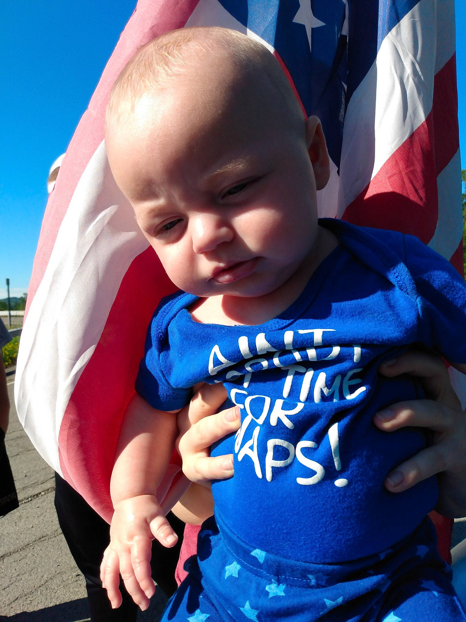 Lee is registered to the contest to win money with this photo: baby, blue, child, cool, electric_blue, person, smile, toddler, vacation