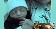 Tyjae joined the competition — help win amazing prizes! baby, blue_heart, child, clothing, cute, diaper, face, family, hat, hospital_bracelet, indoor, infant, newborn, parent, person, portrait, selfie, skin, smile, text_overlay