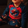 boy, casual, child, couch, cozy, evening, expression, face, furniture, hand, home, indoor, low_light, pajamas, portrait, sitting, slight_blur, sofa, spiderman, toddler