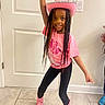Robyn joined the competition — help win amazing prizes! child, girl, smiling, cowboy_hat, pink_clothing, braids, boots, indoor, tile_floor, posing, happy, person, casual_wear, light_switch, door, long_hair, fashion, playful, standing, room