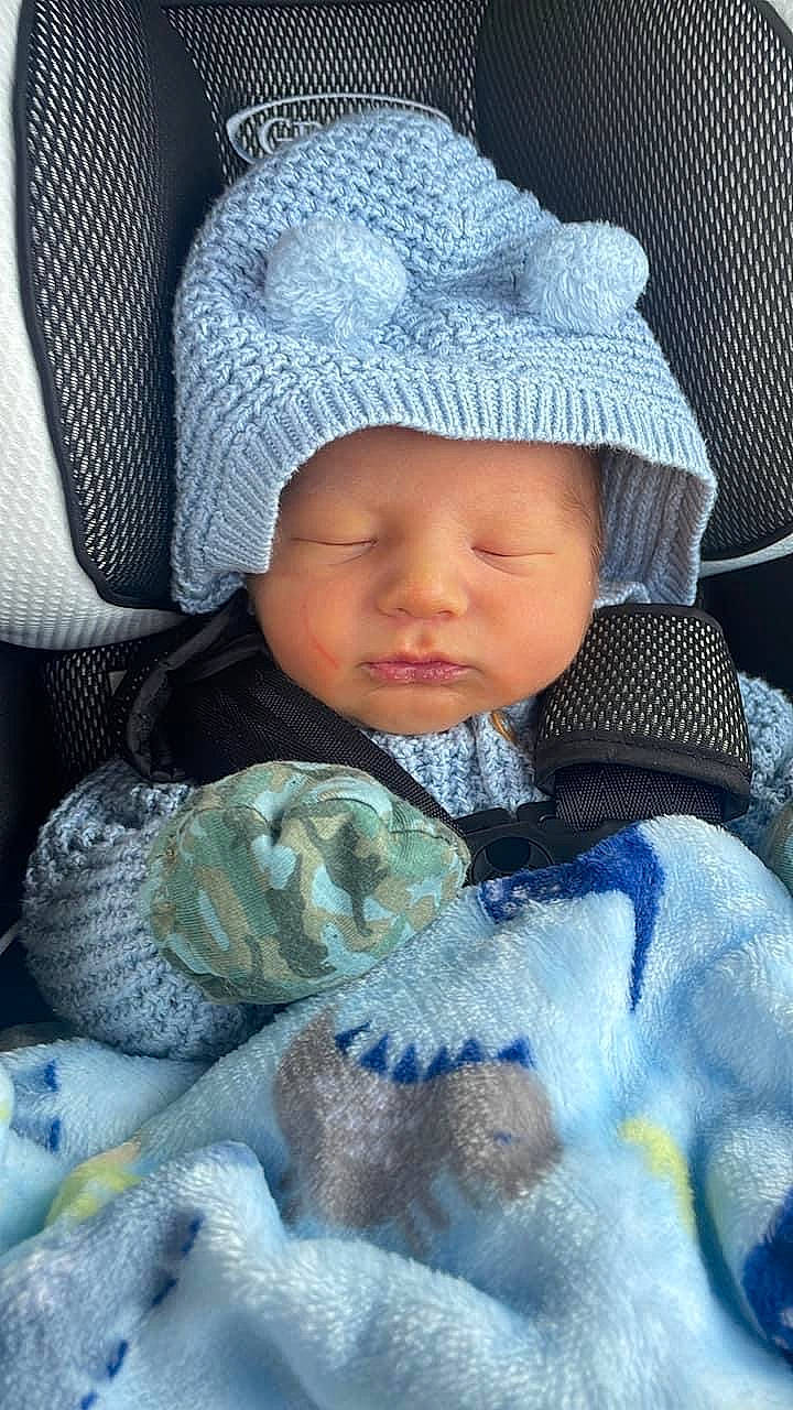 Braxton joined the competition — help win amazing prizes! baby, baby_products, baby_toddler_clothing, blue, cap, cheek, child, comfort, cool, eye, facial_expression, grass, hat, headwear, person, plant, product, skin, toddler, tree